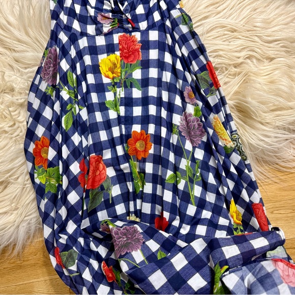Cara Cara Gingham Floral Blue Check Dress - Picture 10 of 10